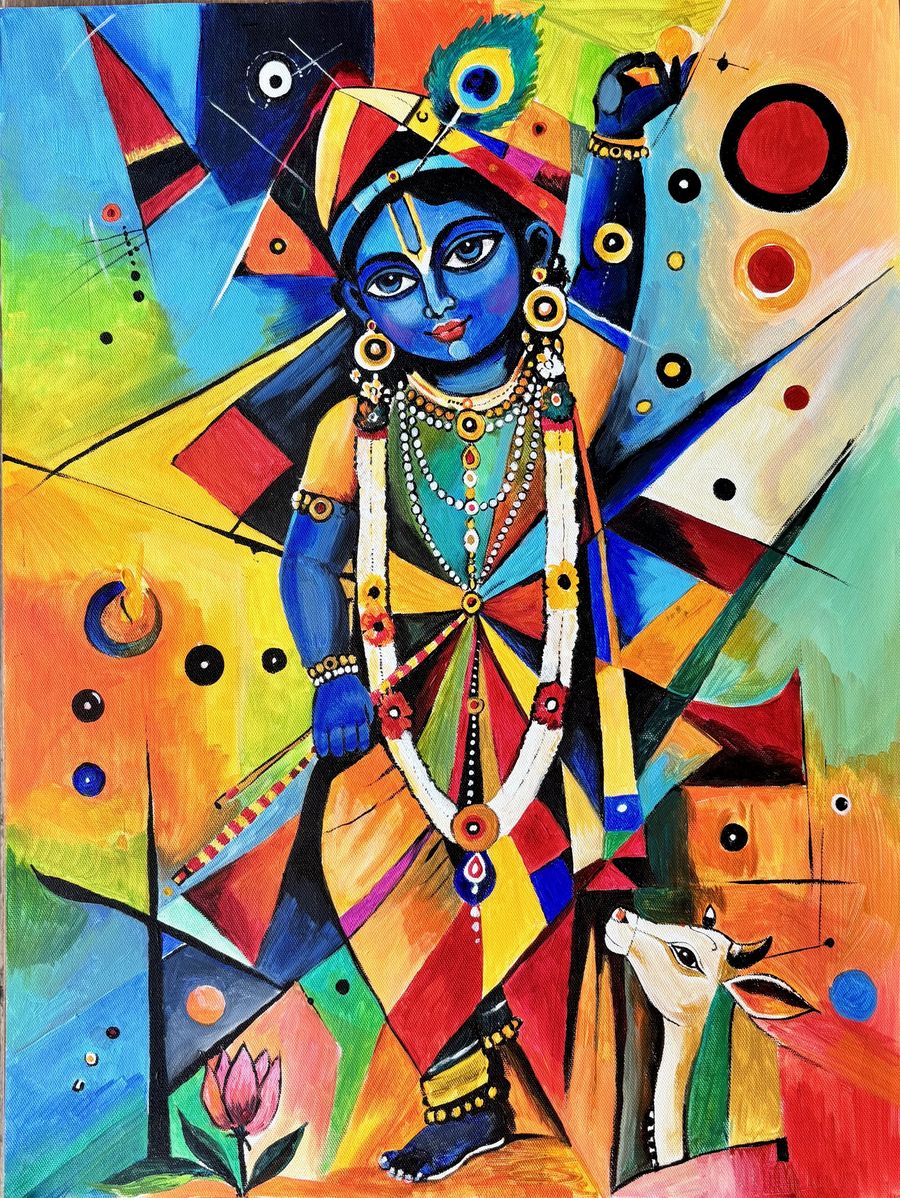 A vibrant celebration of Krishna symbolizing joy, love and the beauty of life